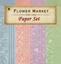 Graphic 45 - FLOWER MARKET (8 Sheets) 12x12 Patterns & Solids Paper Set