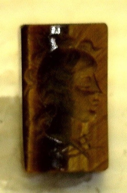 Antique Curved Rectangle Cats Eye Stone Intaglio Woman 10.5 mm x 6.5 mm #B29