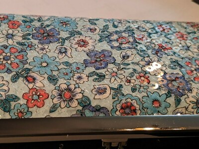 New ANNA SUI Accordion Style Wallet ,Blue Floral Sequin Top  display picture 1