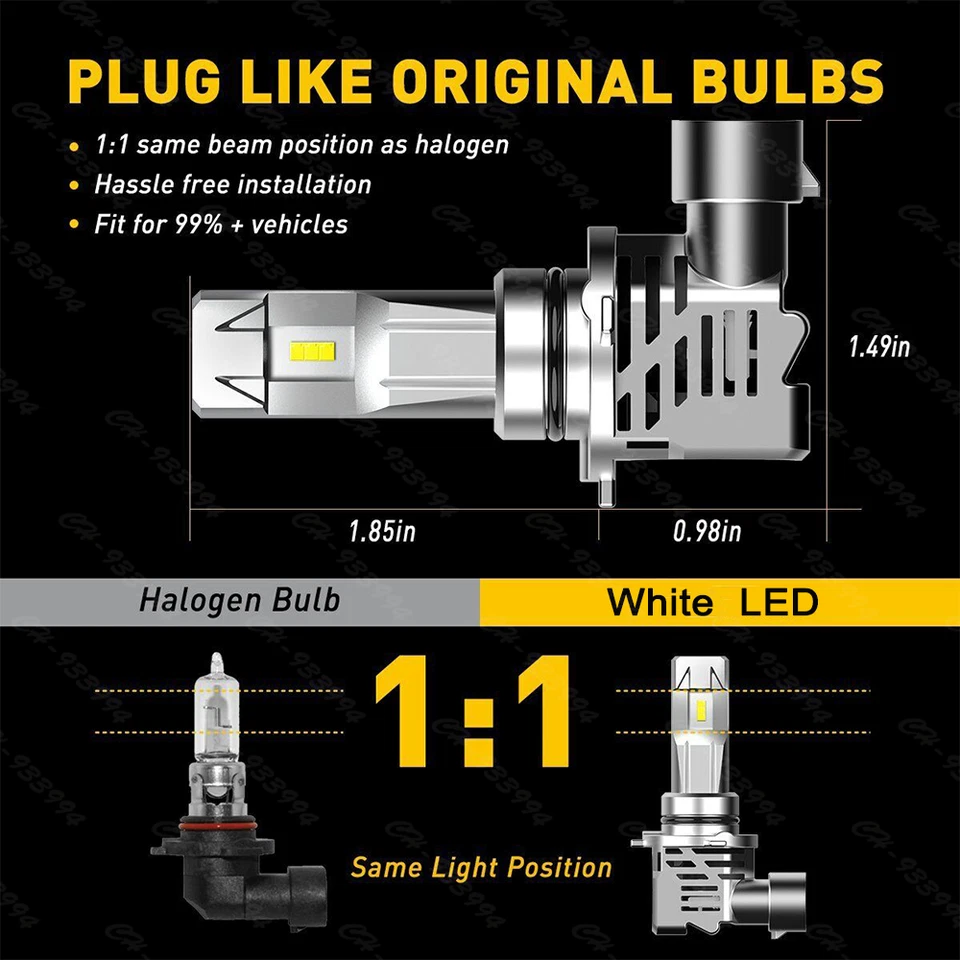 Kit de lâmpadas 9005 faróis de LED super brilhantes branco 6500K 360000LM feixe alto/baixo HB3 - Imagem 4 de 4