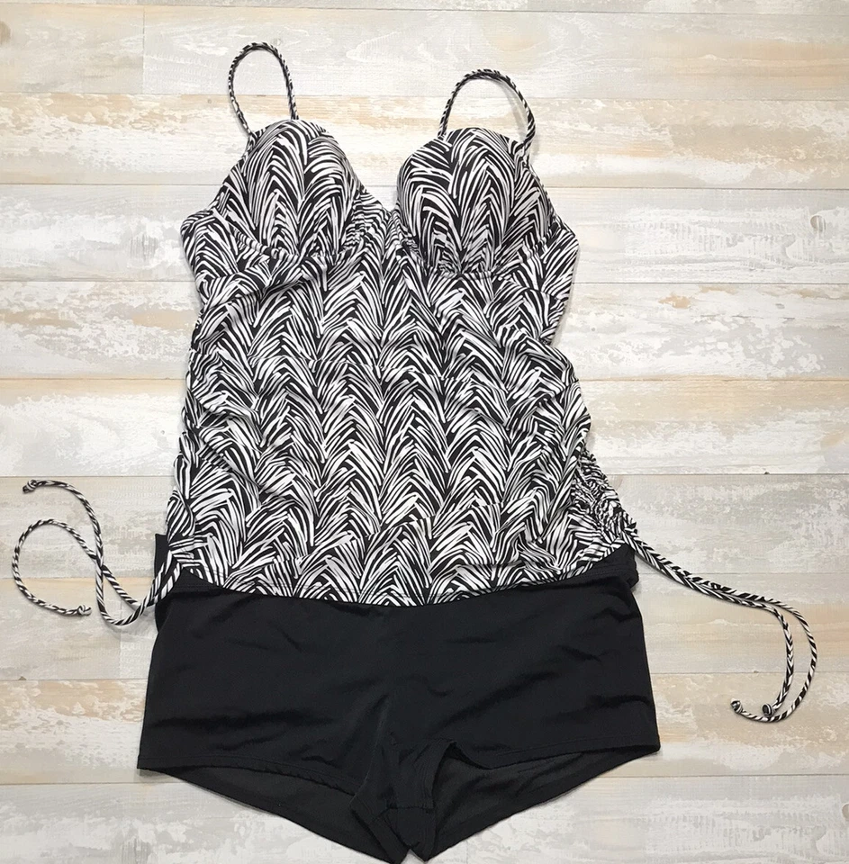 TROPICAL ESCAPE 12 Top 16 Bottom 2 PC Swim Suit Bathing Tankini Push Up Slimming - Image 4 of 4