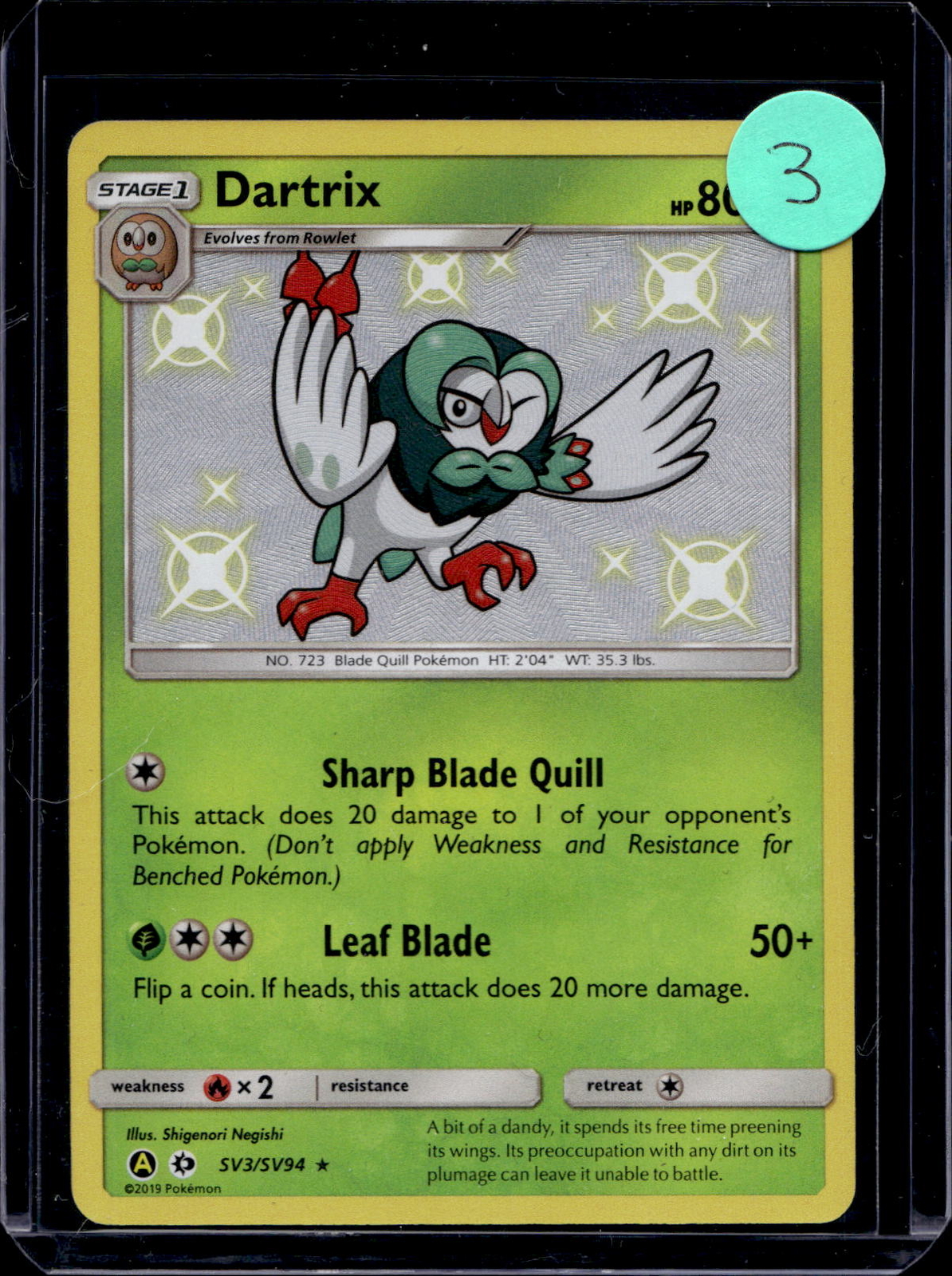 Hidden Fates: Shiny Vault #SV3/SV94 Dartrix