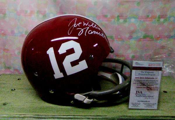 JOE NAMATH Autographed Signed Alabama Crimson Tide JOE WILLIE NAMATH CUSTOM T/B ALABAMA "TK" HELMET JSA JETS SB III RARE! 