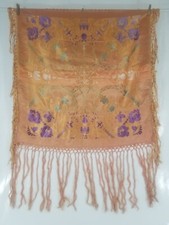 Vintage gorgeous WWll Taj Mahal Silk satin Piano Shawl 1940s scarf 83x82cm