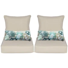 Aoodor 24''x24''Outdoor Patio Furniture Dining Deep Chair Cushion Set w/2 Pillow