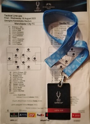 UEFA VIP TICKET 1 Super Cup 16.8.2023 Manchester City - Sevilla FC # Haaland