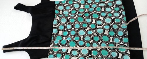 AB Studio Damen grün schwarz ärmellos geometrisches Muster A-Linie tailliert Stretchkleid 14 - Bild 3 von 6