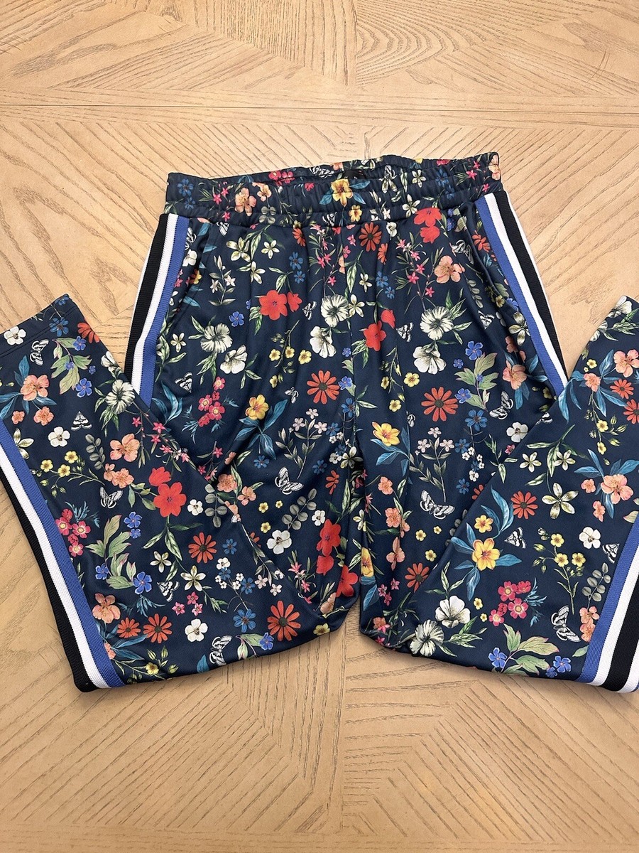 ZARA MAN FLORAL PRINT TROUSERS PANTS SIDE STRIPE | eBay