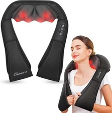 Heated Neck Back Massager Pillow Portable Deep Tissue Pain Relief Cushion