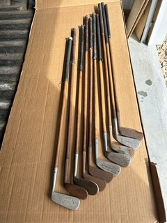 Lot Of 10 Hickory Shafted Golf Clubs Vintage Original Old See Pics!!