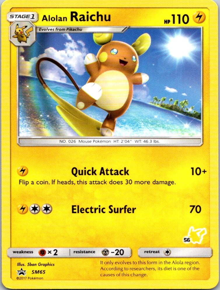 Alolan Raichu - SM65 Battle Academy Stamp 56 Pokemon Near Mint