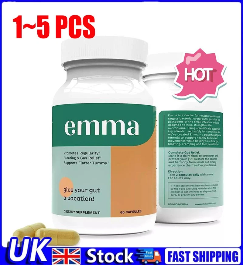 EMMA Supplement for Gut Health - Gas and Bloating Relief Constipation 60 Counts