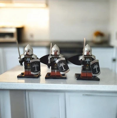 3 Minifigs Lord of the Ring Gondor Knight Custom Minifigures - Bild 1 von 3