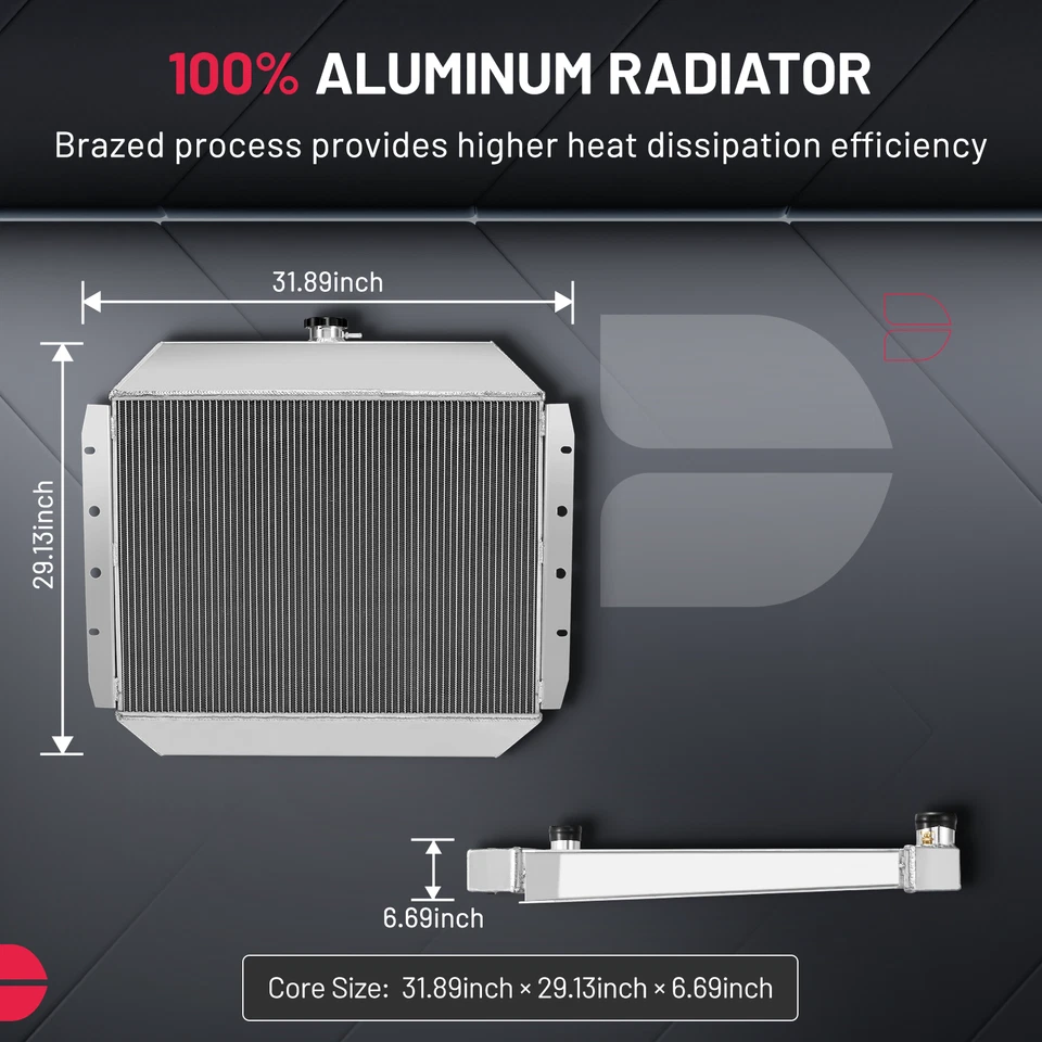 62mm 3 Row Cooling Aluminum Radiator for 1966-1979 FO RD F-250 F-350 F150 Bronco — 第 3/4 张图片