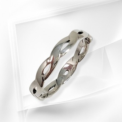 Massiver 925 Sterling Silber Herren Keltischer Bandring Gedreht Kette Bandring Unisex