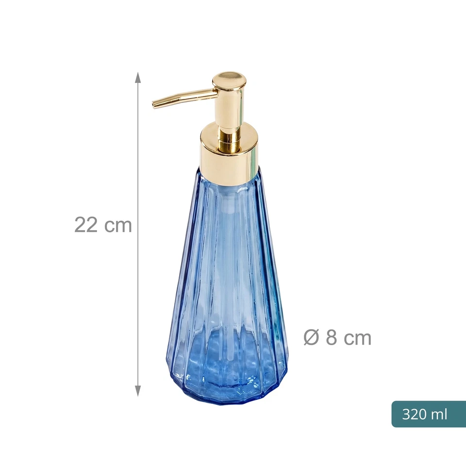 Distributeurs savon/lotion en verre, pompe dorée, salle de bain, lot de 2 - Photo 4/4