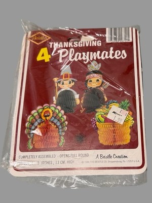 Vintage 1986 Beistle Creation 4 Thanksgiving Honeycomb Playmates Decorations
