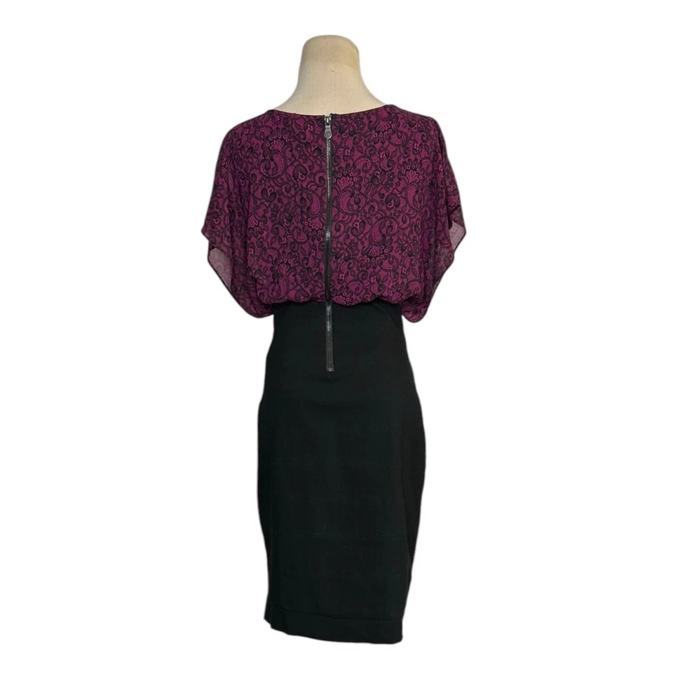 Nicole Miller Purple black color block knee length dress size 12 - Image 2 of 4