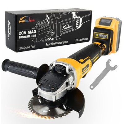 Cordless Brushless 4-1/2 Angle Grinder for Dewalt 20V Battery 9000 RPM Tool