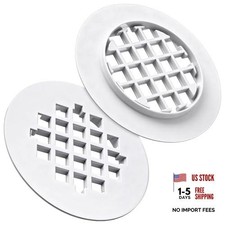 2 Pack 4-1/4 Snap in Shower Drain Cover, Round Strainer PVC Plastic White