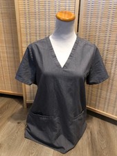 Women's FIGS Nursing Scrubs Scrub Top PO 1809 Medium M Gray Graphite H53 