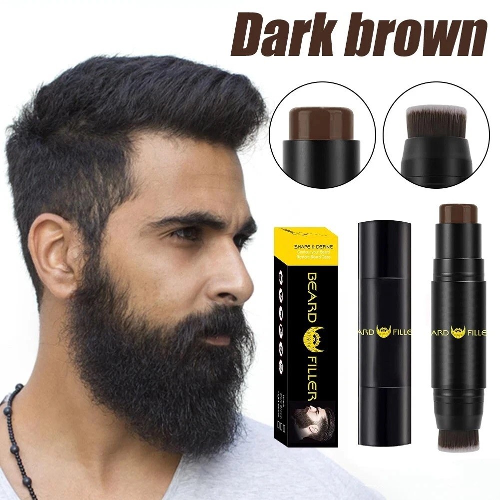 Cepillo espesante barba anti-gris para hombres pluma para colorear negro marrón