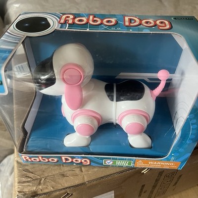 Robo Dog Pink & White Dog Walks On Own Eyes Light Up Brand New In Box