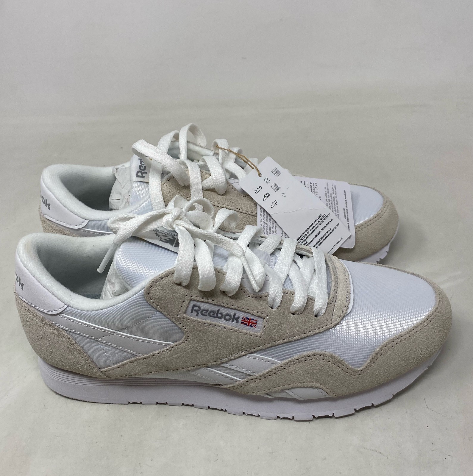 Reebok Classic Nylon Women’s Sneakers - Footwear White/Beige, Size 8.5