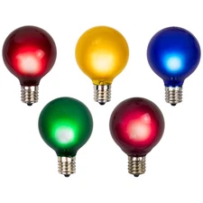 Northlight Pack of 10 Multi-Color Satin G50 Globe Christmas Replacement Bulbs