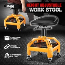 330lbs Adjustable Height Mechanics Rolling Seat Creeper Garage Stool Work Chair