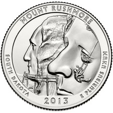 2013 America The Beautiful $ Quarter Dollar Mount Rushmore (ND) Dmint BUNC coin