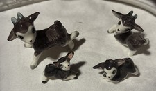 Vintage Bone China Goat Family Miniature Figurines Japan Lot of 4