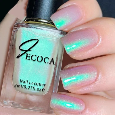 SONGQEE White Pearl Glitter Nail Polish - Chrome Nail Varnish Aurora White Nail Polish G