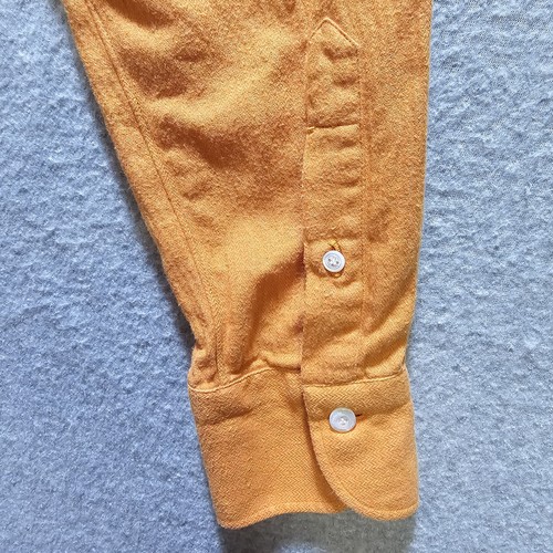 Finamore 1925 Napoli Shirt Men's Sz L Button Up Herringbone Cotton Orange Italy - Picture 5 of 12