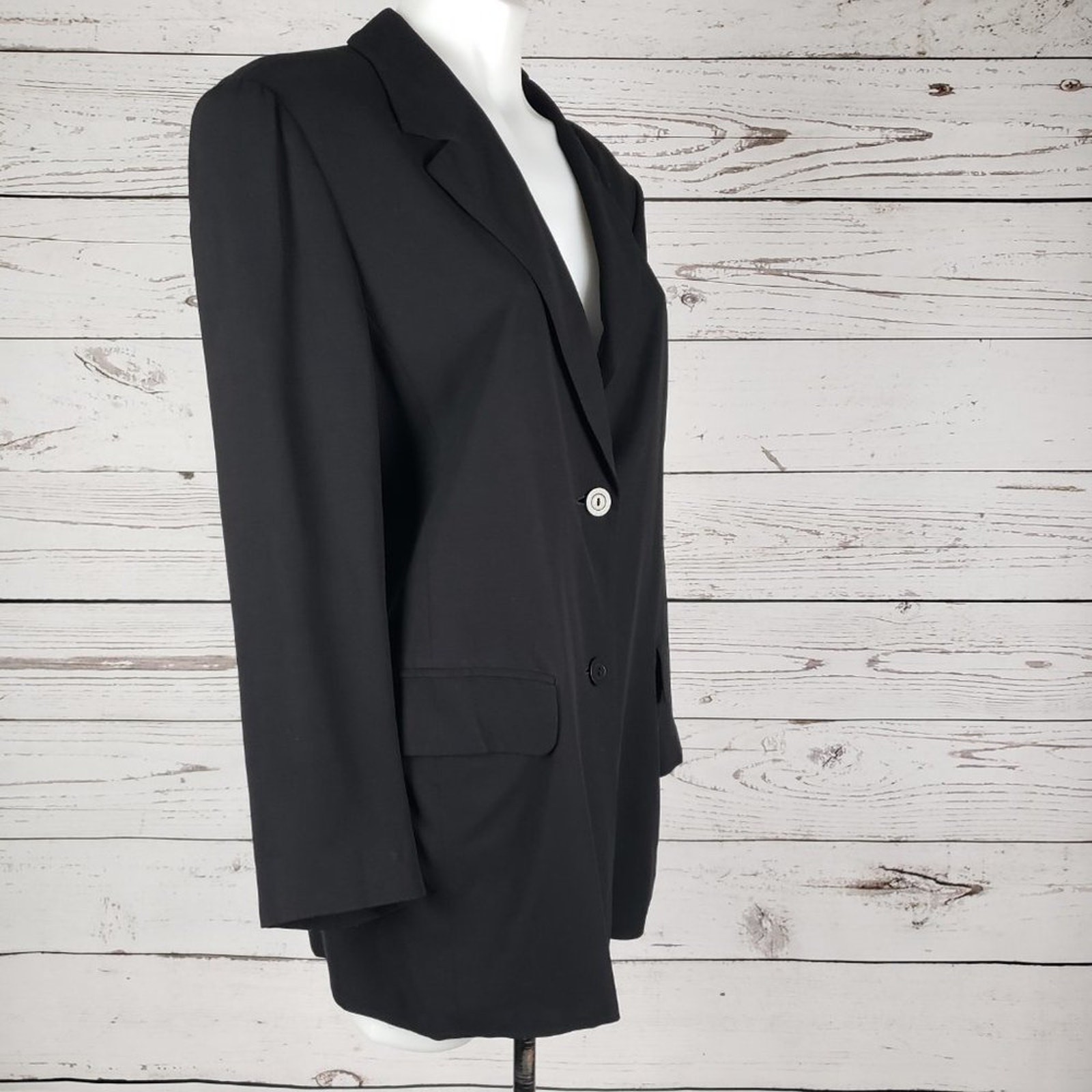 MaxMara 2-Button Solid Black Black Blazer Jacket … - image 2