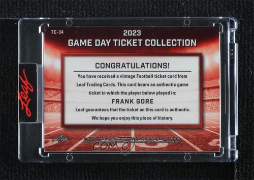 2023 Leaf Game Day Ticket Collection Frank Gore #TC-34 - Picture 2 of 4
