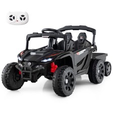 12V Battery Powered Ride On Tractor with Parent Remote Control-Dark Gray - Color