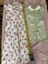 2 Janie & jack Rompers BIG SISTER little Sister SPRING SUMMEr Sz 5 & 3-6m =2 Pcs