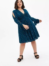 TORRID Skater Dress Lace Up Teal Blue NWT New 5X