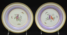 Pair of Antique Porcelain KPM Hand Painted and Molded Bird Cabinet Plates 1832