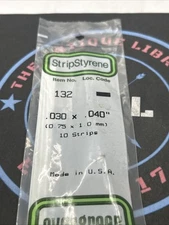 Evergreen Scale. Polystyrene Strips. 14" 132 .030 X .040 (10)