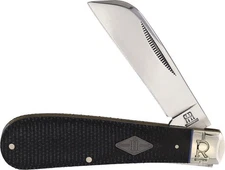 Rough Ryder RR2213 Half Hawk Folding Pocket Knife Black Micarta Handles