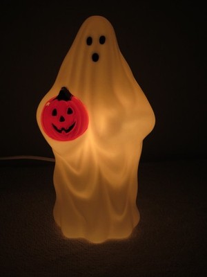 VTG General Foam 9'' Halloween Ghost Carrying Pumpkin Tabletop Lamp Blow Mold