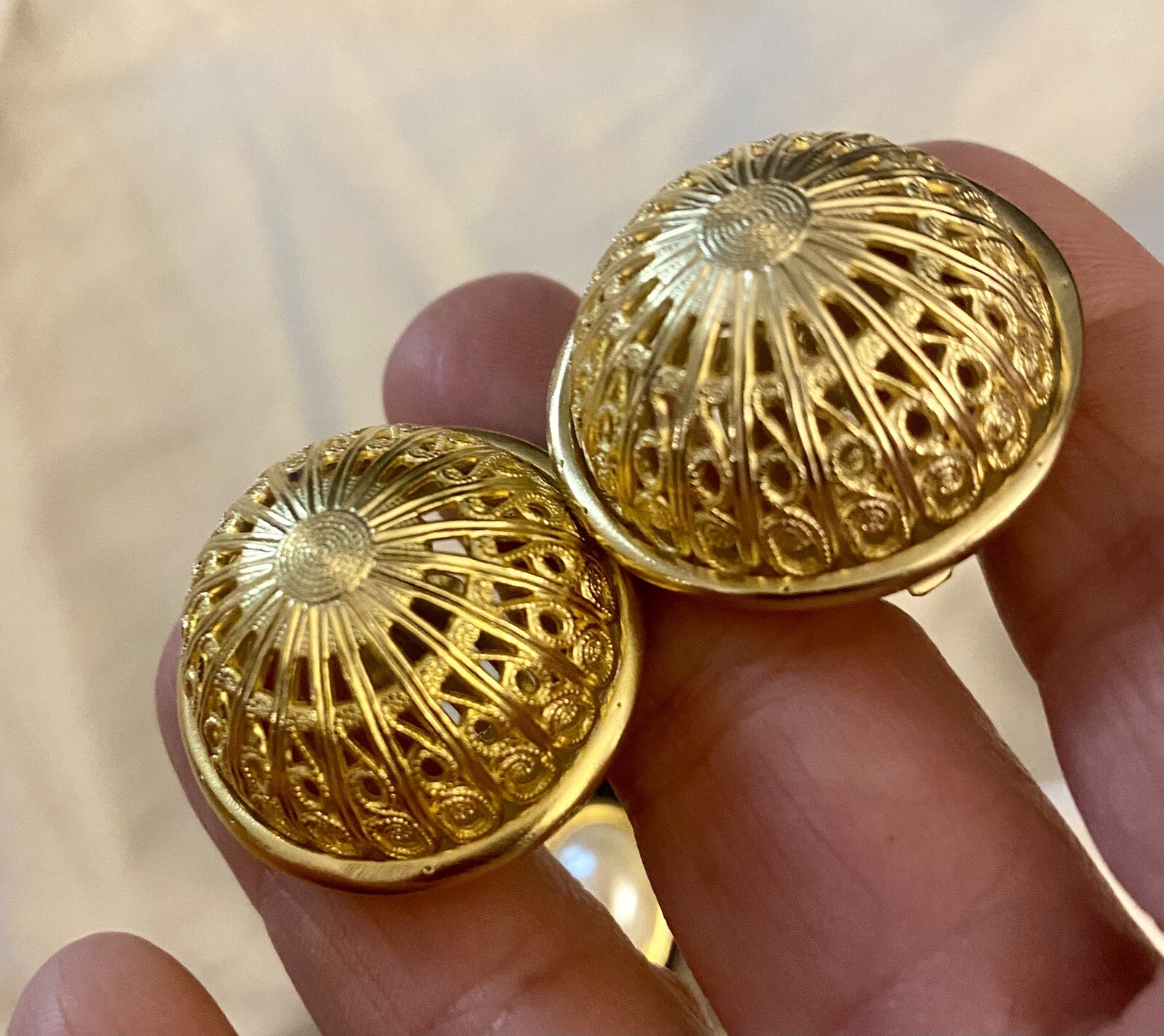 VTG Kenneth J Lane Gold Tone Dome Clip Earrings - image 2