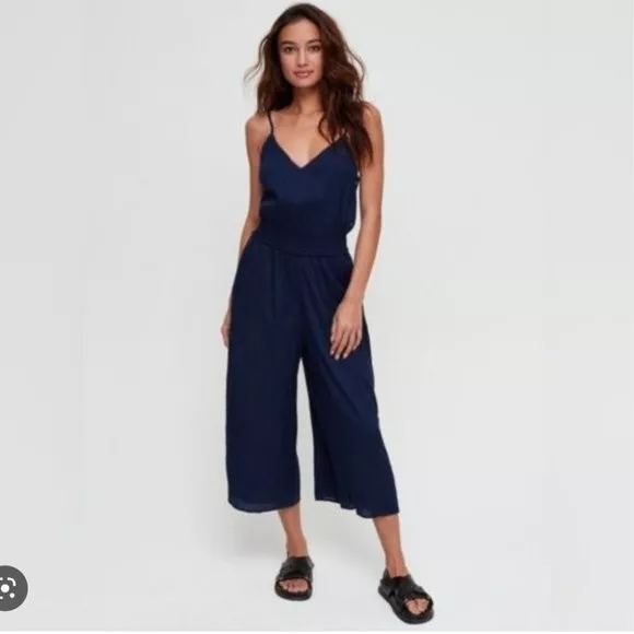 Wilfred Aritzia Irene La Bohème Navy Jumpsuit