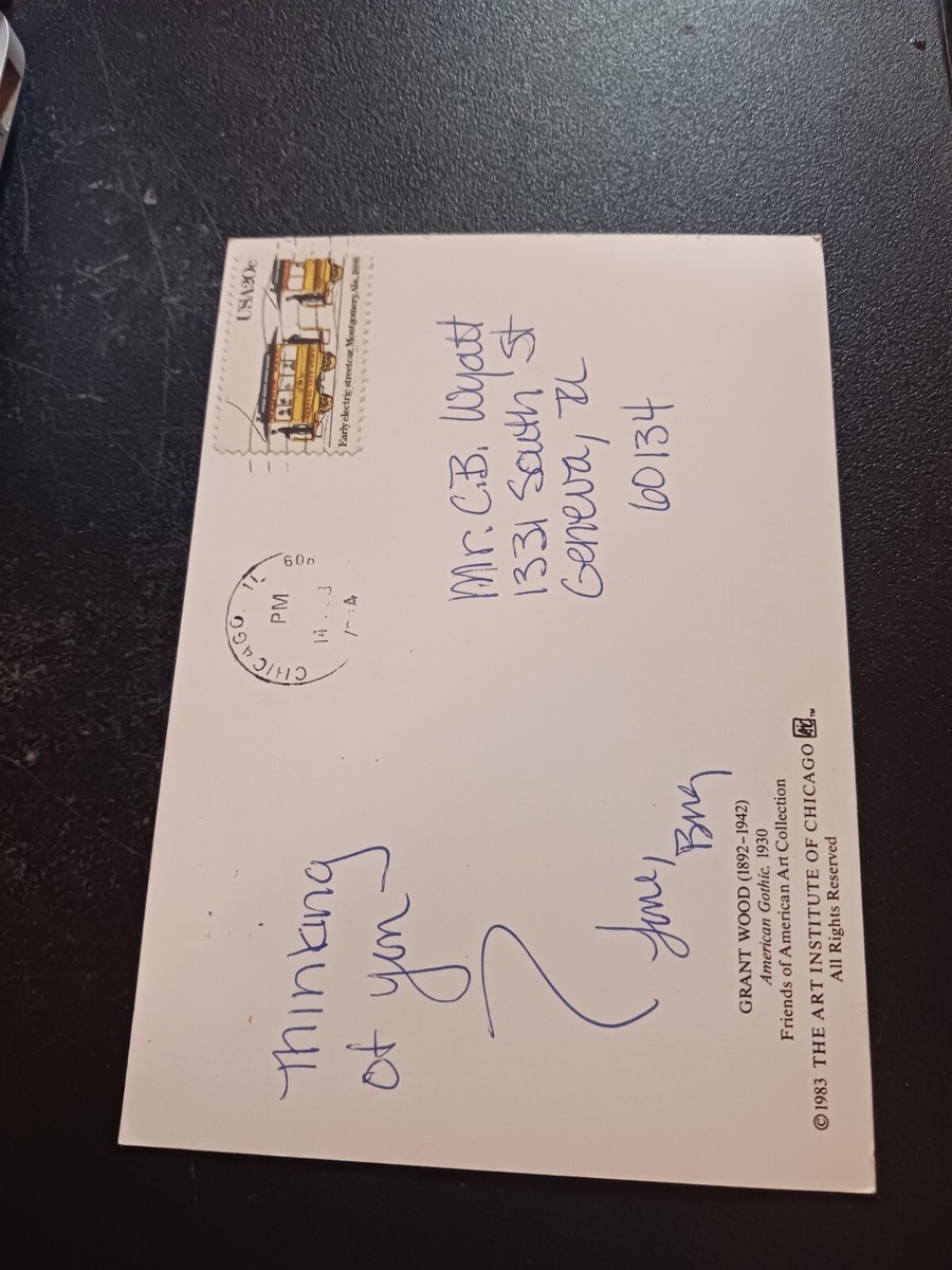 vtg postcard Grant Wood American Gothic painting art unposted | eBay