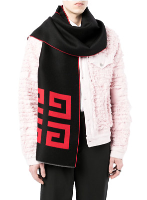 バンダナ/スカーフ GIVENCHY LOGO WOOL SCARF BLACK GIVENCHY Unisex Wool Silk 4G Logo Scarf Schal Mufflers Stola Tuch