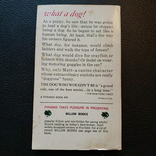 The Dog Who Wouldnt Be by Farley Mowat 1968 Pyramid Paperback - Imagen 3 de 9