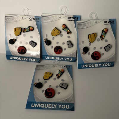 Crocs Uniquely You Sk8r Boi Skateboard RIP Bomb Yin Yang Jibbitz Charms 5 Pack