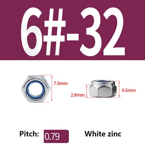 Nyloc Nuts Nylon Insert Locking Nuts zinc Plated DIN 985 UNC 4# 5# 6# 8# 10# 1/4 - Picture 14 of 20